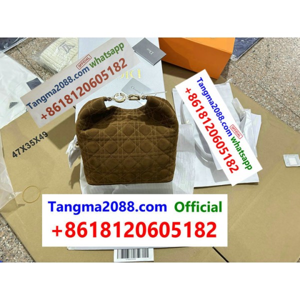 tangma2088 Official Christian Dior Lady Dior Suede Quilted Canage Gold Tone Hardware