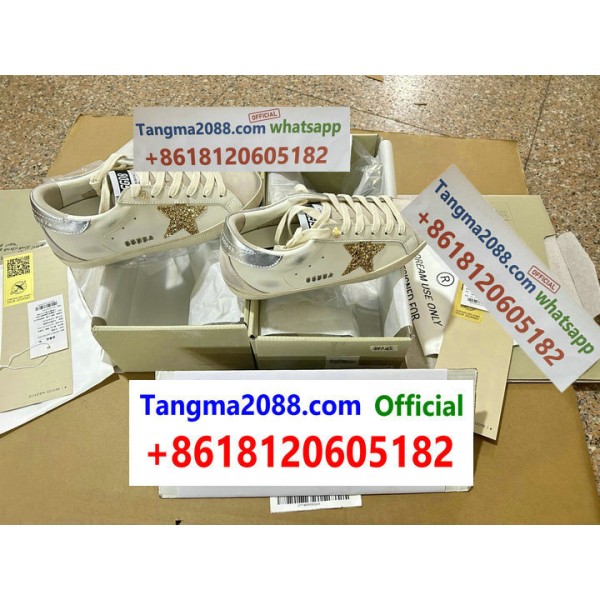 tangma2088 Official Golden Goose Superstar Premium White Leather Glitter Star Sneaker