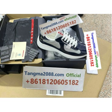 tangma2088 Official Prada Clyde Patent Leather Mesh Sneaker with Polished Silver Hardware
