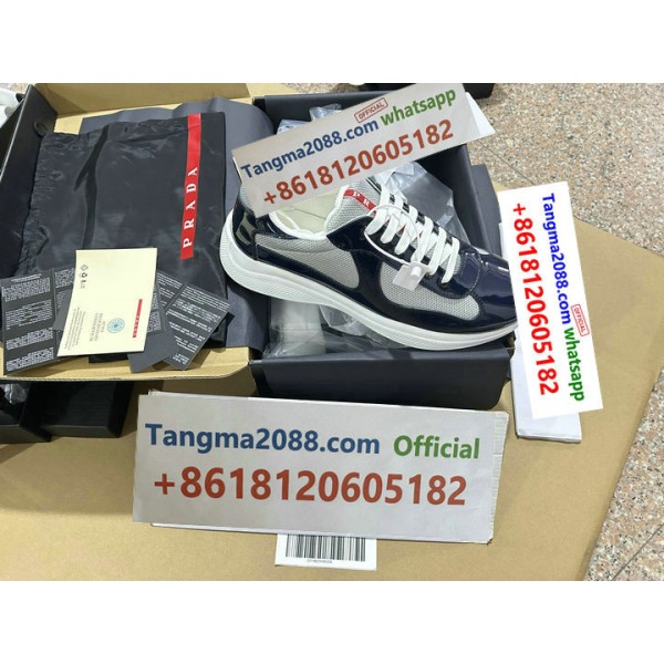 tangma2088 Official Prada Clyde Patent Leather Mesh Sneaker with Polished Silver Hardware